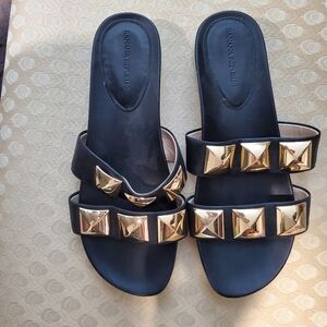 Banana Republic Cagney Black Leather Slide-in Sandals, SZ 9.5